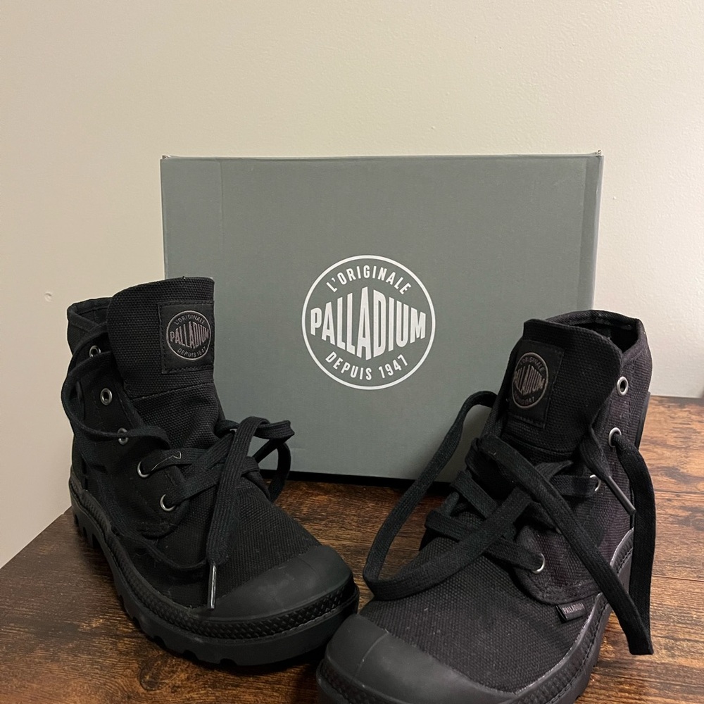 Palladium Black Canvas Ankle Boots